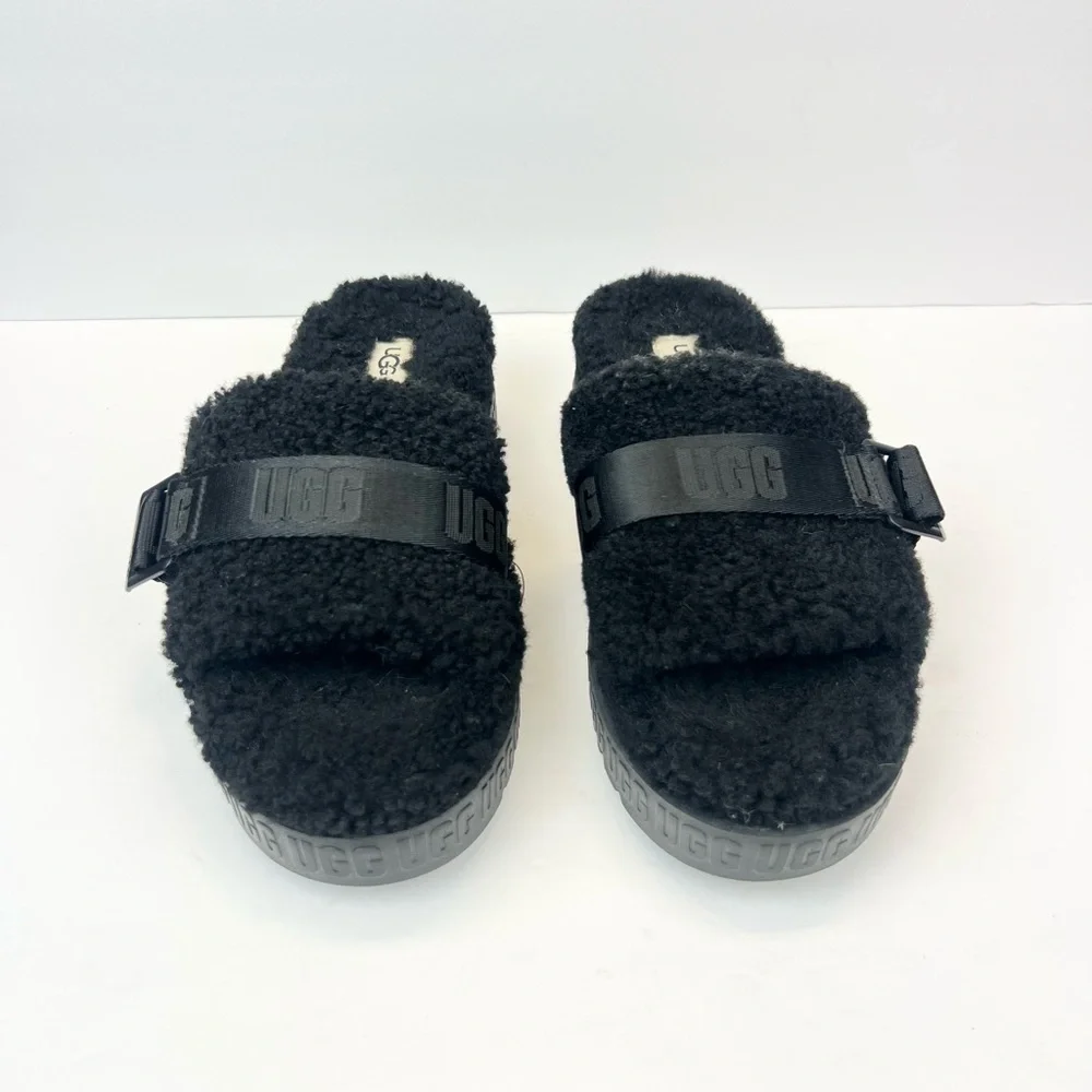 UGG Fluffita Platform Sandal Slides Size 8 Adjustable Strap Lamb